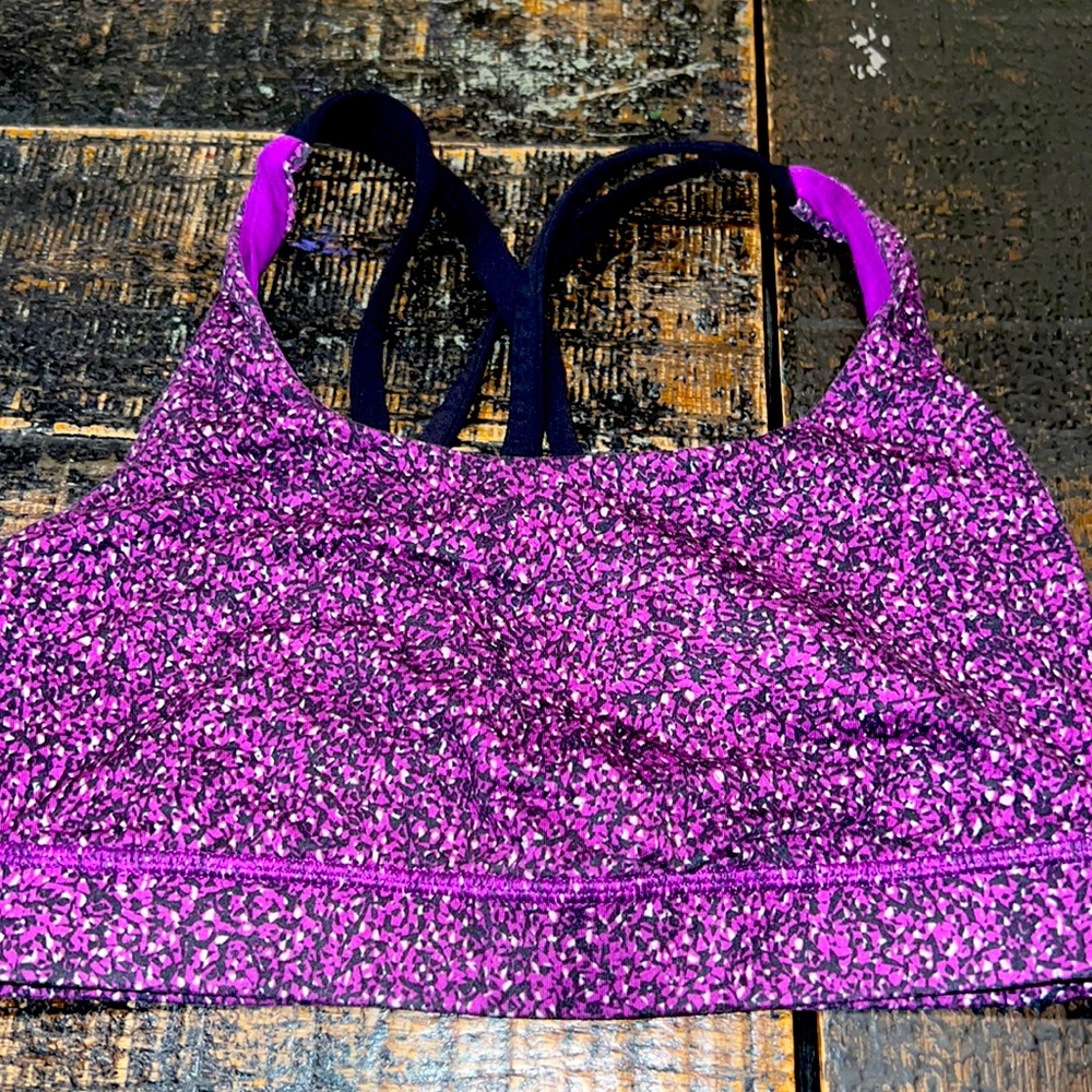 Purple and black strappy LULULEMON sports bra size small